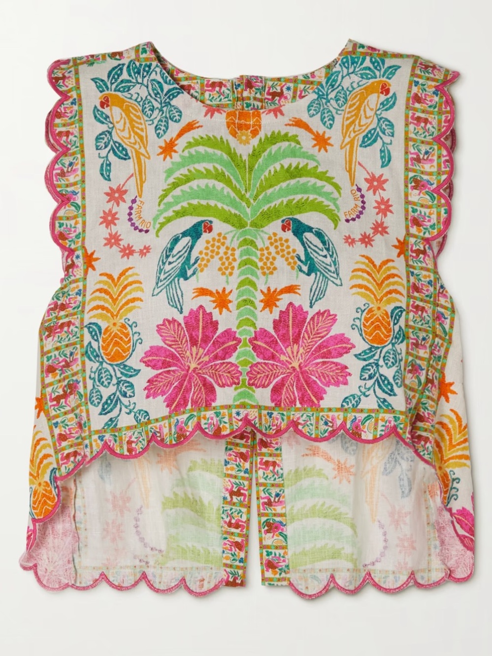 FARM Rio Girls Tropical Embroidered Top in Pink, Green, Blue, Orange, Yellow